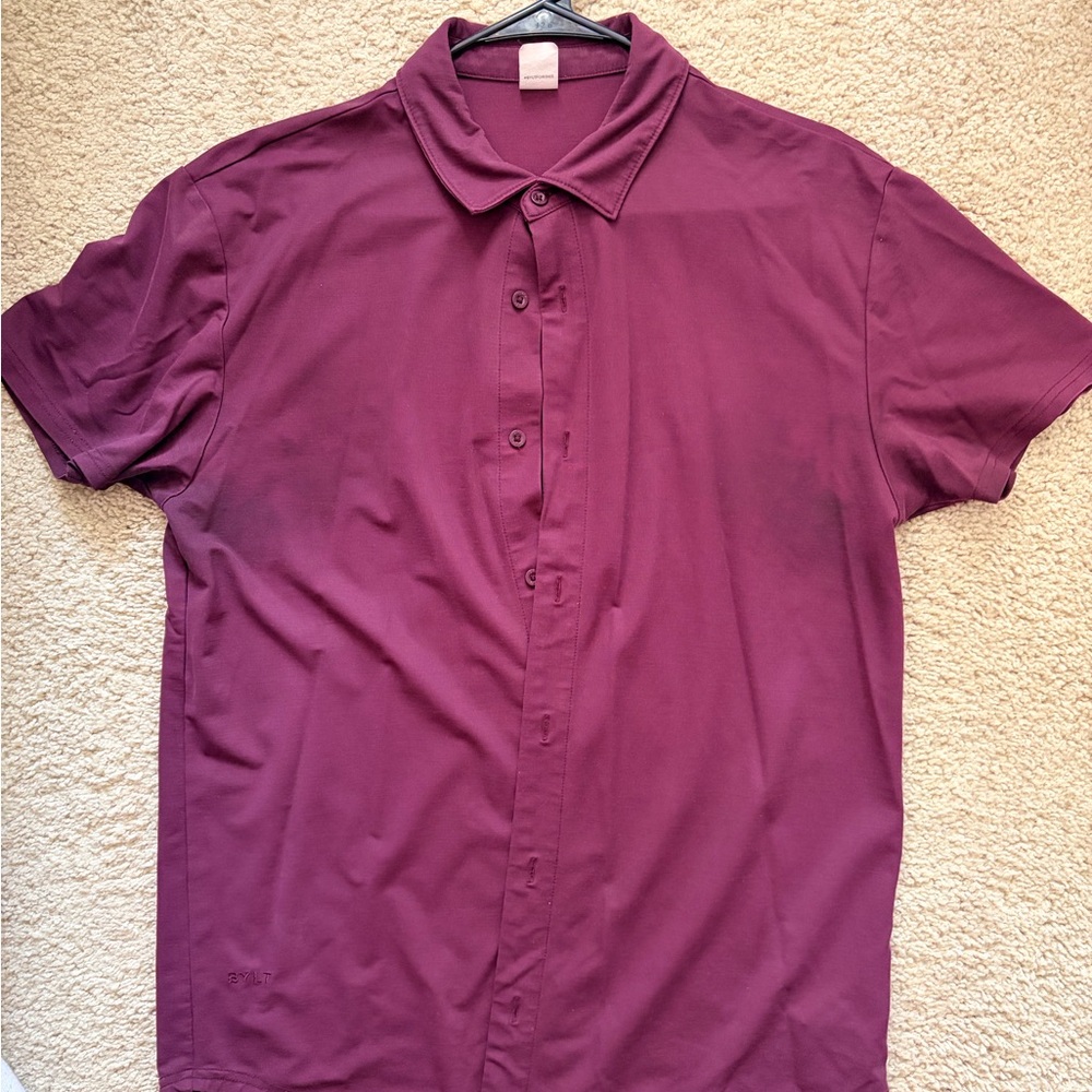 BYLT Basics, Medium, Maroon/plum Men's Casual Button Down Shirt, Limitless